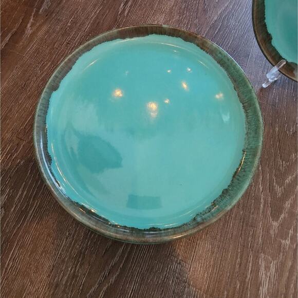 Jaska of California Cascade Ware Blue with Brown Drip Vintage Dinner Plate 6Pc - Picture 6 of 8